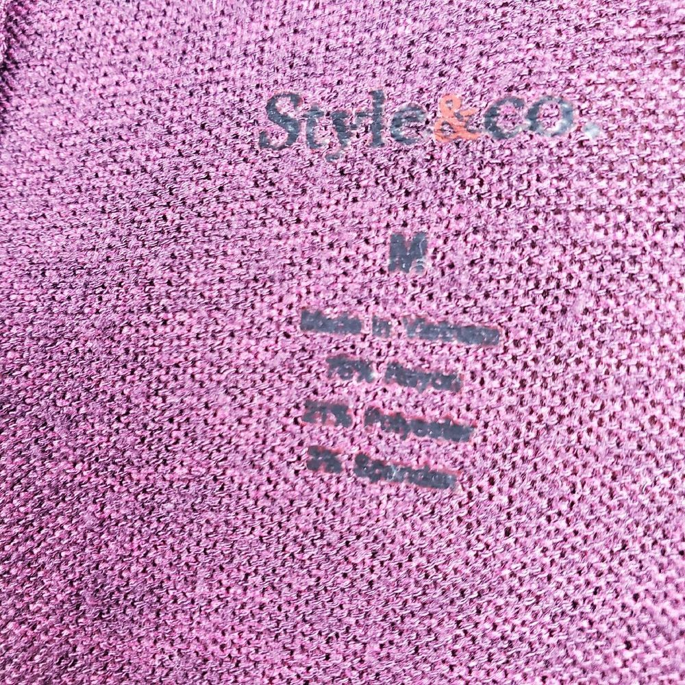 Style & Co Cardigan Sweater Womens Medium Burgundy Duster Open Front Pockets - Picture 9 of 11